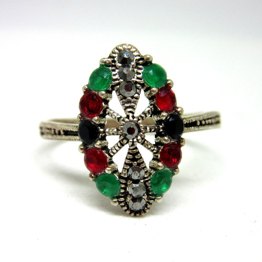 Silver 925 colorful multicolor diamond ring sr925-290