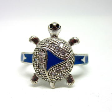 Silver 925 blue meena tortoise ring sr925-131 by 