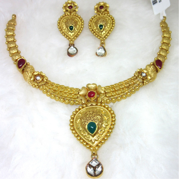 Gold hm916 jadtar necklace set by 