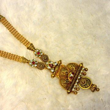 Gold 22k 916 long antique jadtar set by 