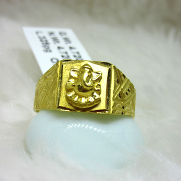 Gold Plain Casting Ganesha Ring by 
