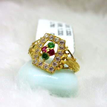 Gold Pink, Green Stone Ring by 