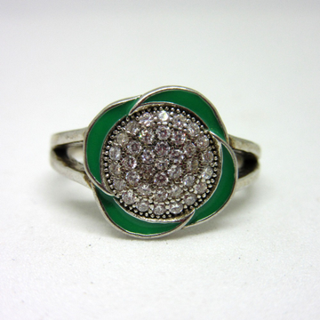 Silver 925 classic green meena ring sr925-84 by 