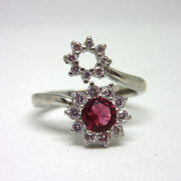 Silver 925 pink stone adjustable ring sr925-242 by 
