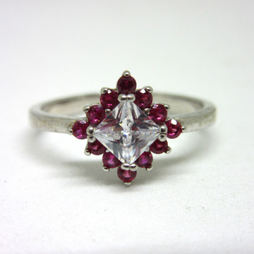 Silver 925 pink diamond white stone classic ring s... by 