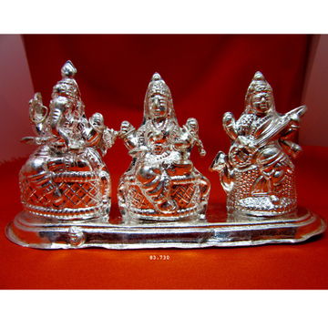 Silver trimurti ganesh-lakshmi-sarswati murti (sta... by 