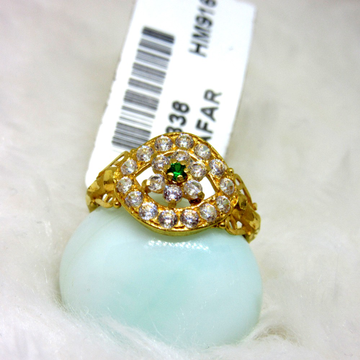 Gold Green Stone Ring by 