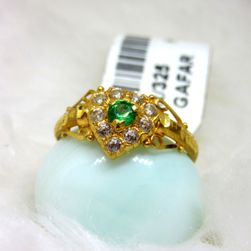 Gold Green Stone Ring by 