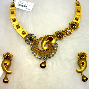 Gold hm916 asymmetrical designer jadtar necklace s... by 