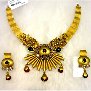 Floral designer unique gold 22k necklace set by 