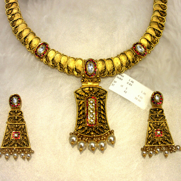 22k 916 Oxidized Jadtar Set by 