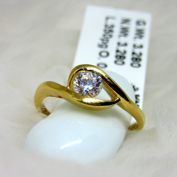 Gold round single stone ring by 
