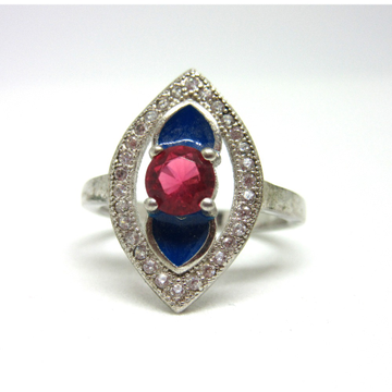 Silver 925 dark pink stone blue meena ring sr925-3... by 