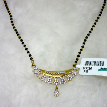 Gold micro diamond mangalsutra with tops by 