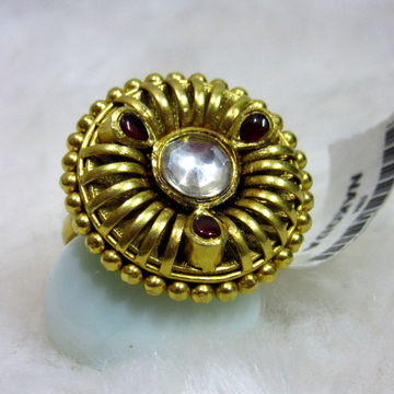 gold rajwadi bridal jadtar ring by 