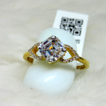 Gold diamond shape single stone ring by 