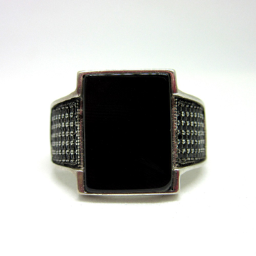 Silver 925 mirror finishing black stone ring for g... by 