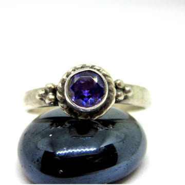 Silver 925 oxidised blue stone ring sr925-258 by 