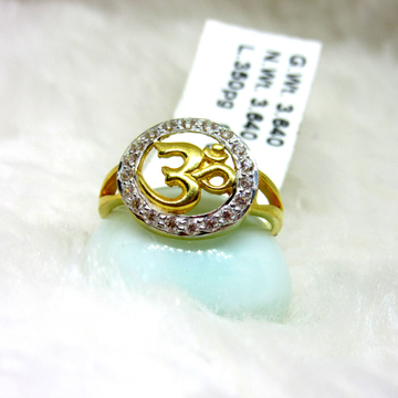 Gold Om Fancy Round Shape Ring by 