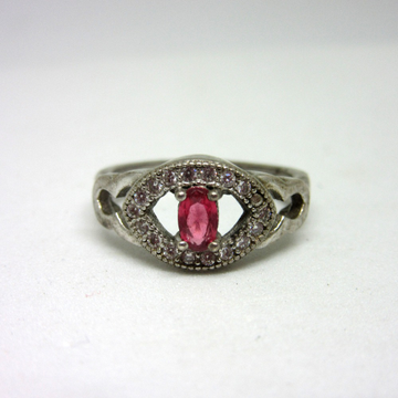 Silver pink stone royal ring sr925-177 by 