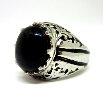 Silver 925 vinatge black stone men ring by 