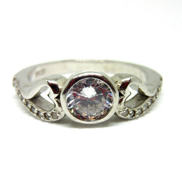 Silver single stone classic ring sr925-27 by 