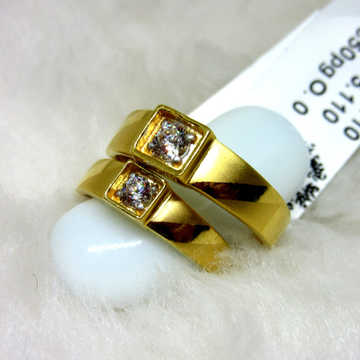 Gold hm916 single stone bezel engagement couple ri... by 
