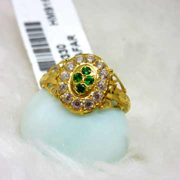 Gold Green Stone Ring by 