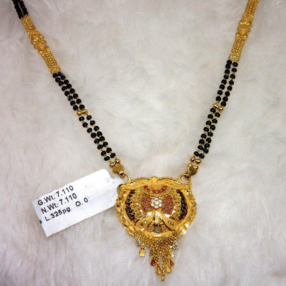 Gold semi culcutti colorful mangalsutra