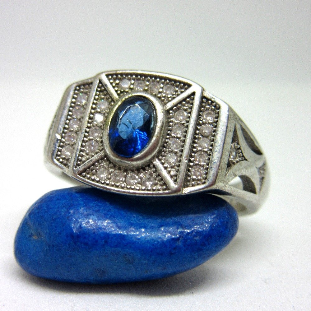 Silver 925 blue stone ring for gents sr925-99