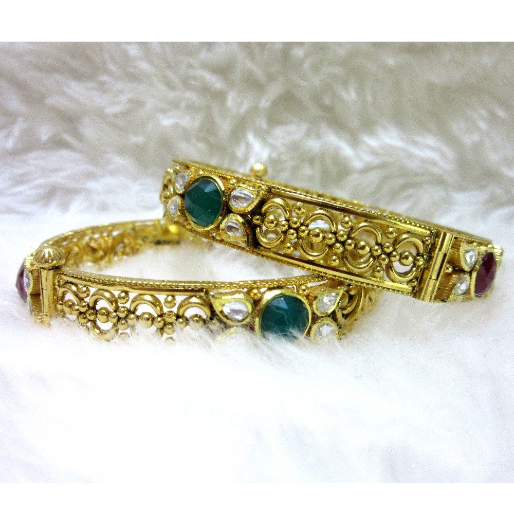22k jadtar big size stone fancy bangles