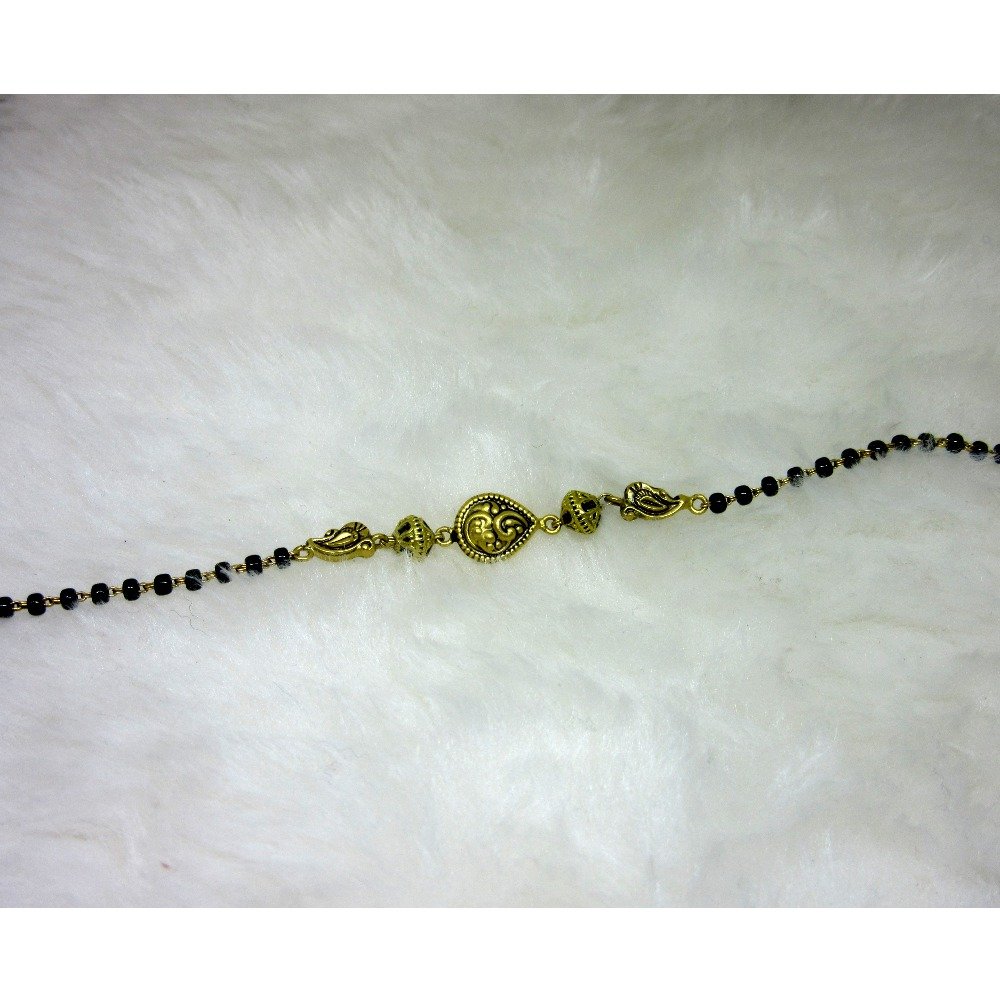 Gold Ms Black Moti Delicate Ledies Bracelet
