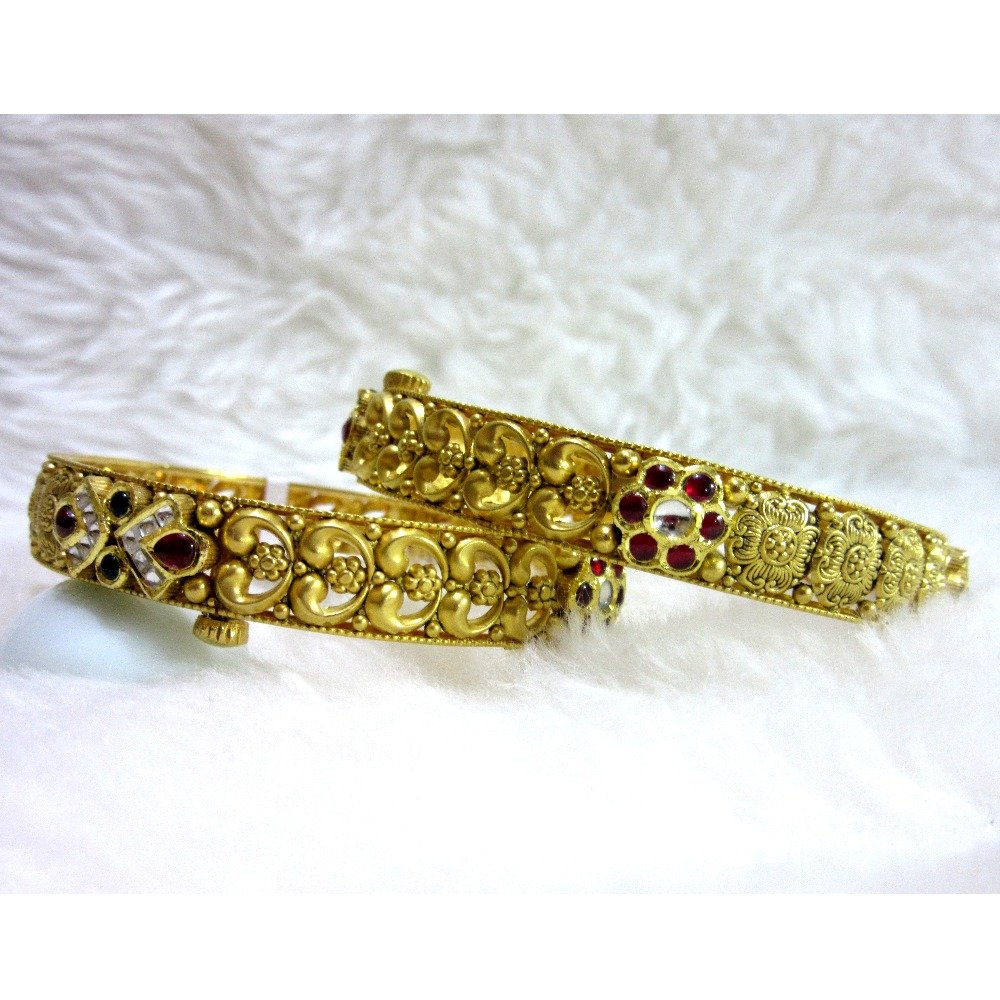 Gold 22k semi jadtar bangles