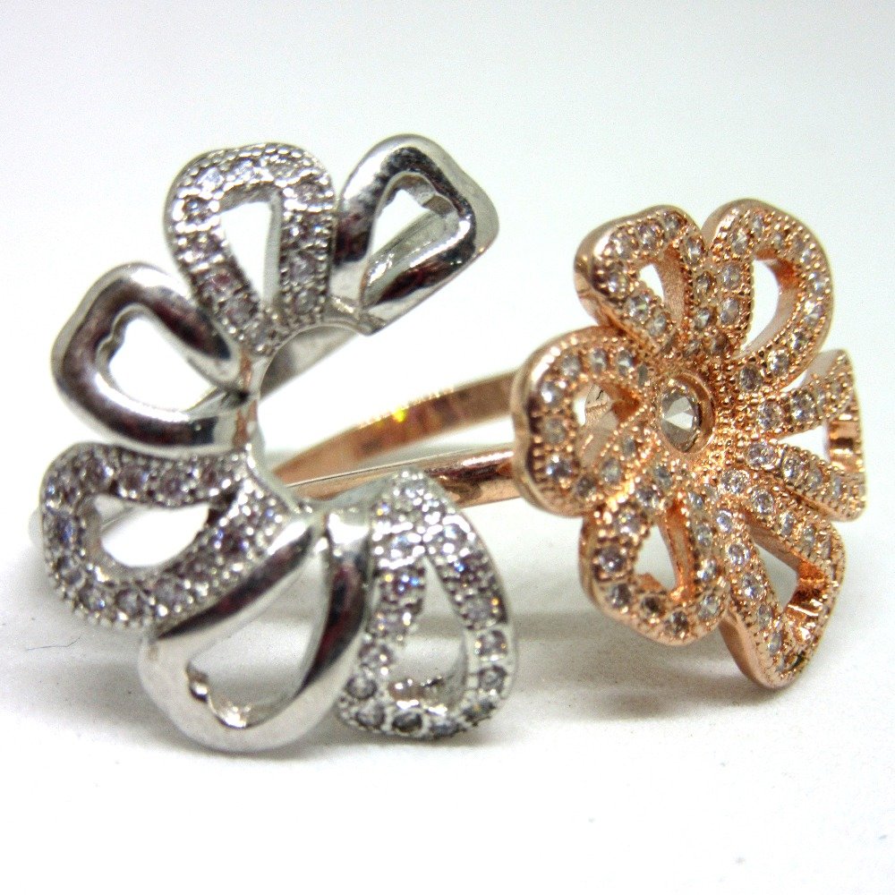 Silver 925 2 in 1 rose gold polis ring sr925-216