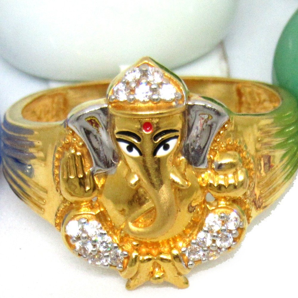 Gold carving ganesha ring