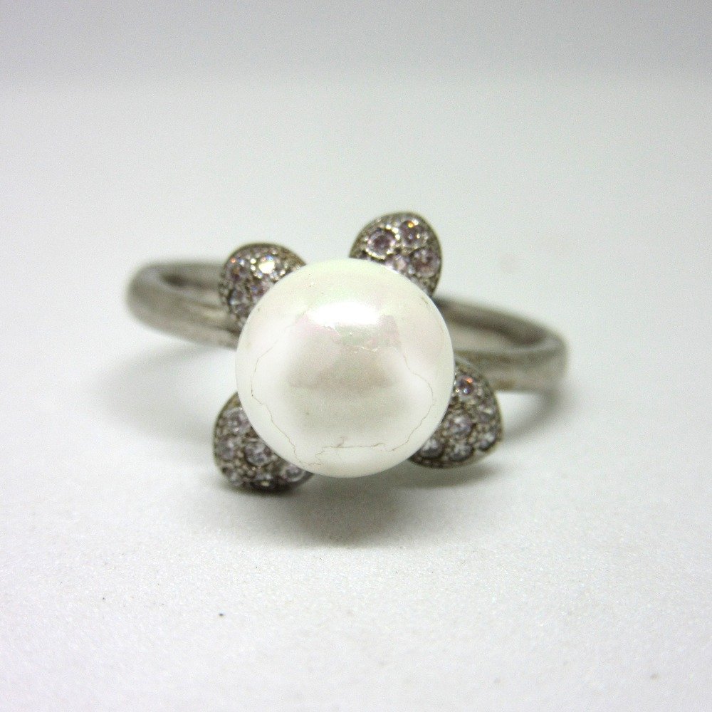 Silver 925 white pearl ring sr925-171