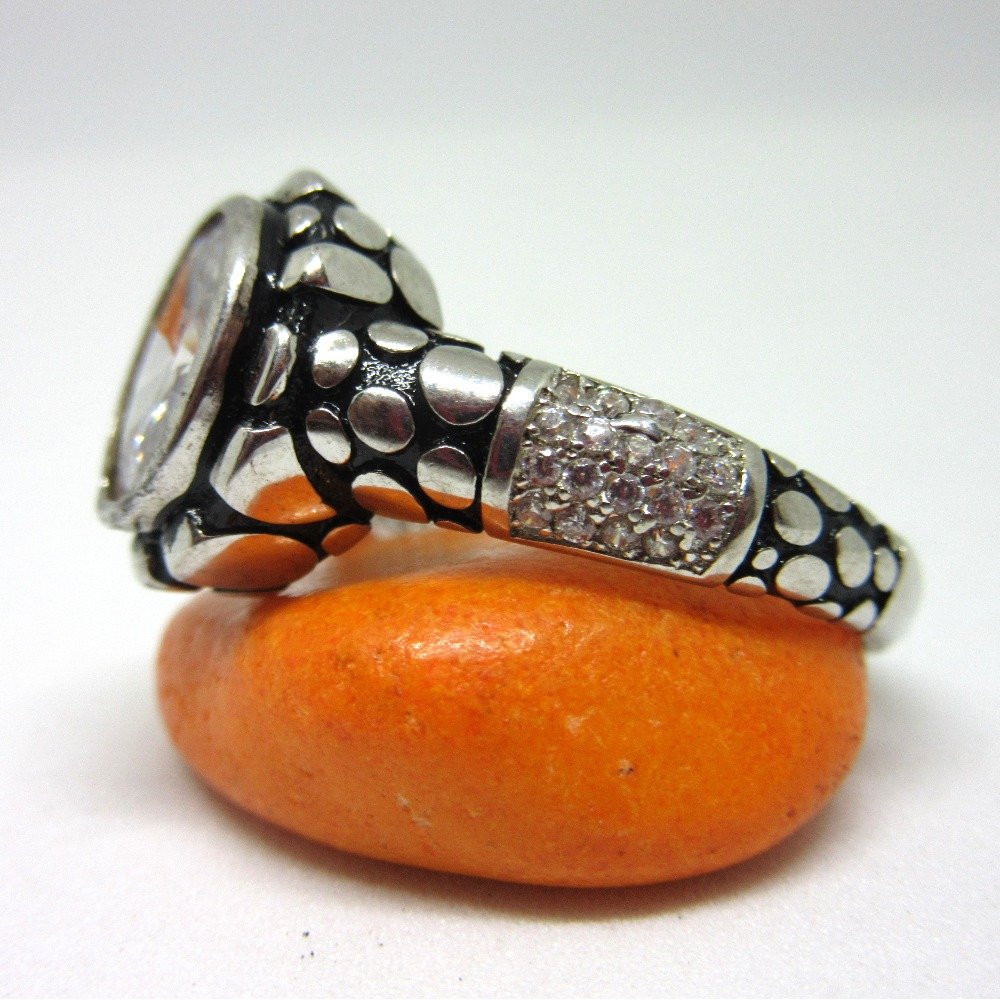 Silver 925 single stone oxidised ring for gents sr925-208