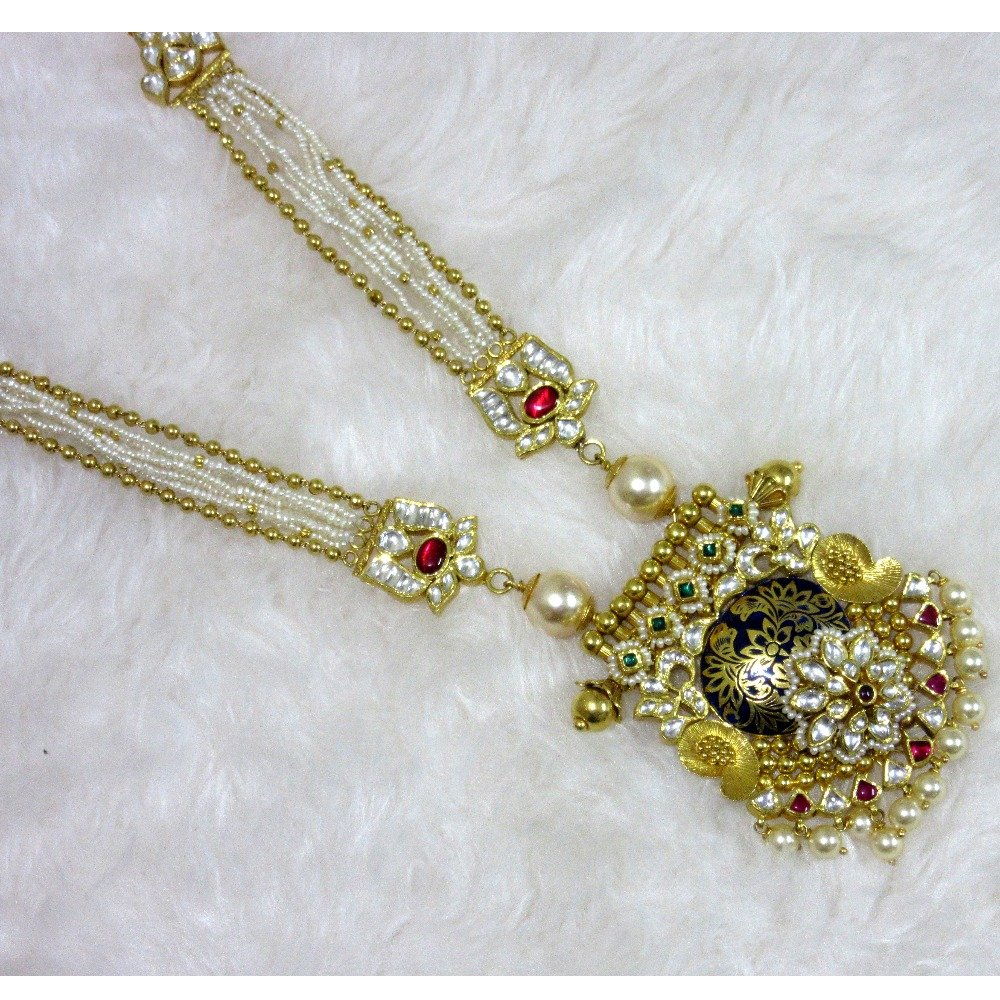 Long classic small moti-meena set