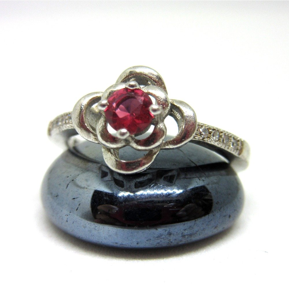 Silver 925 pink stone classic ring sr925-121