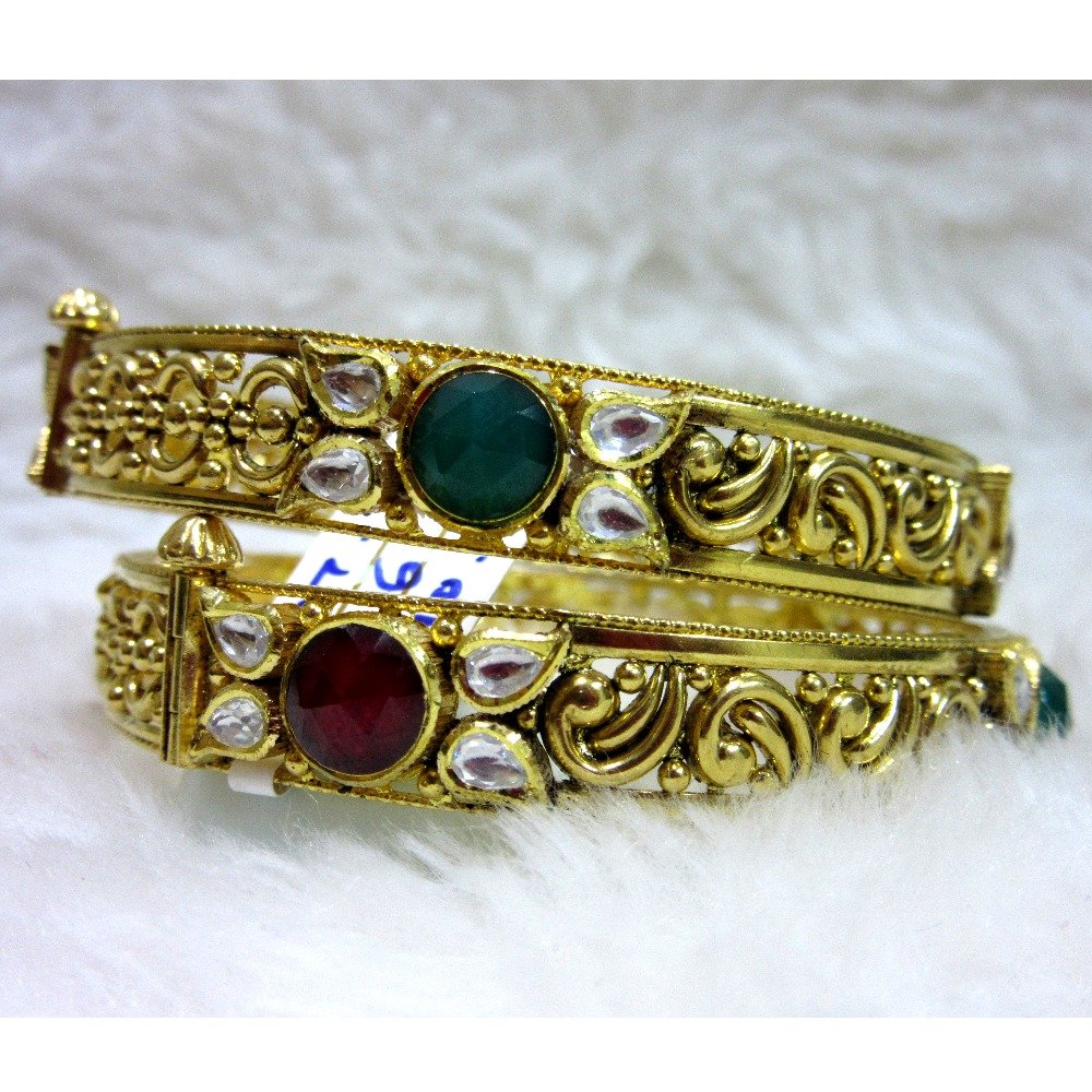 22k jadtar big size stone fancy bangles