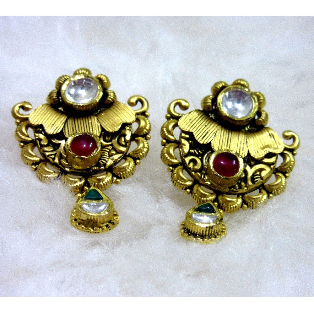 Gold 22k hm916 antique jadtar pendent set