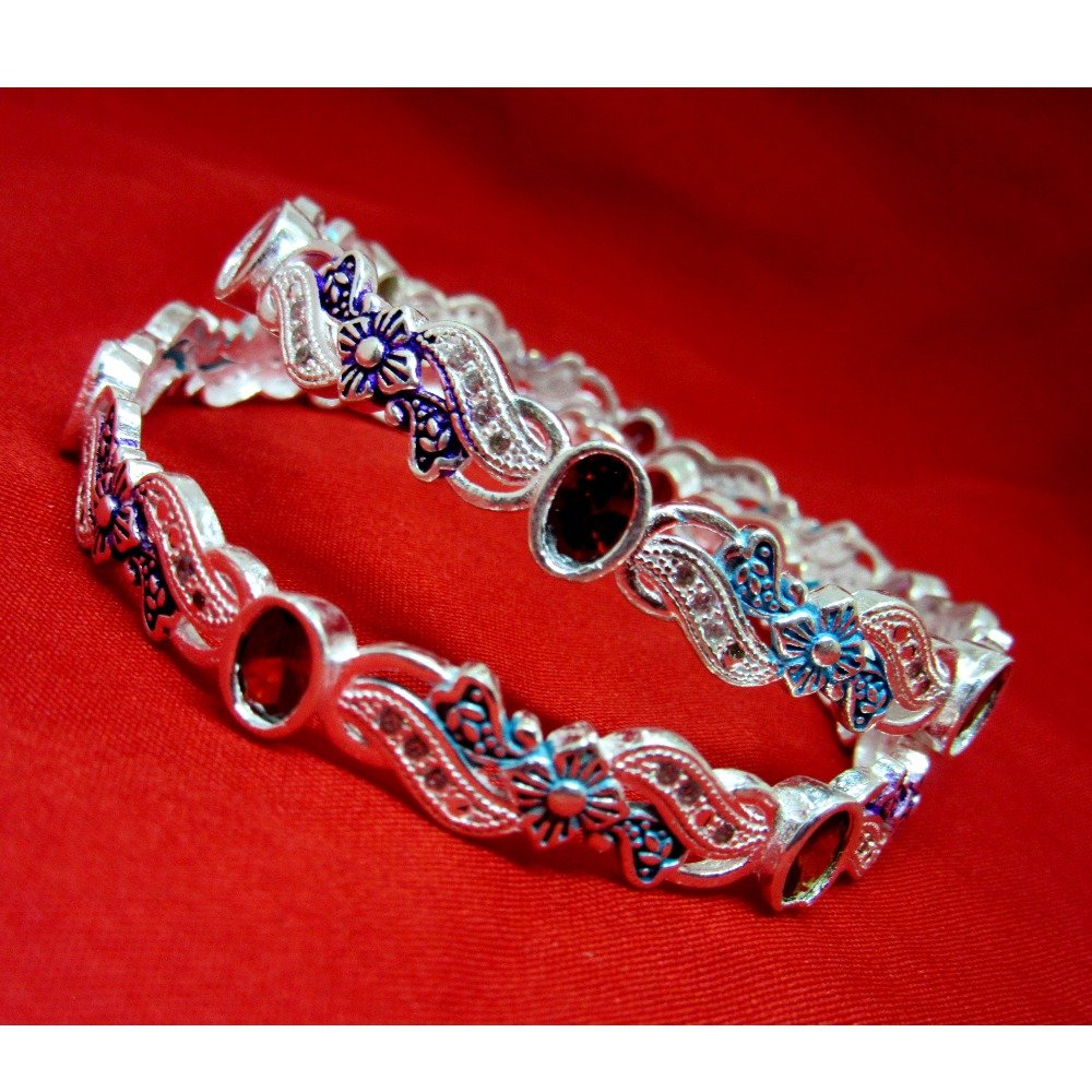 Silver 925 multicolor stone-meena bangles sk925-10
