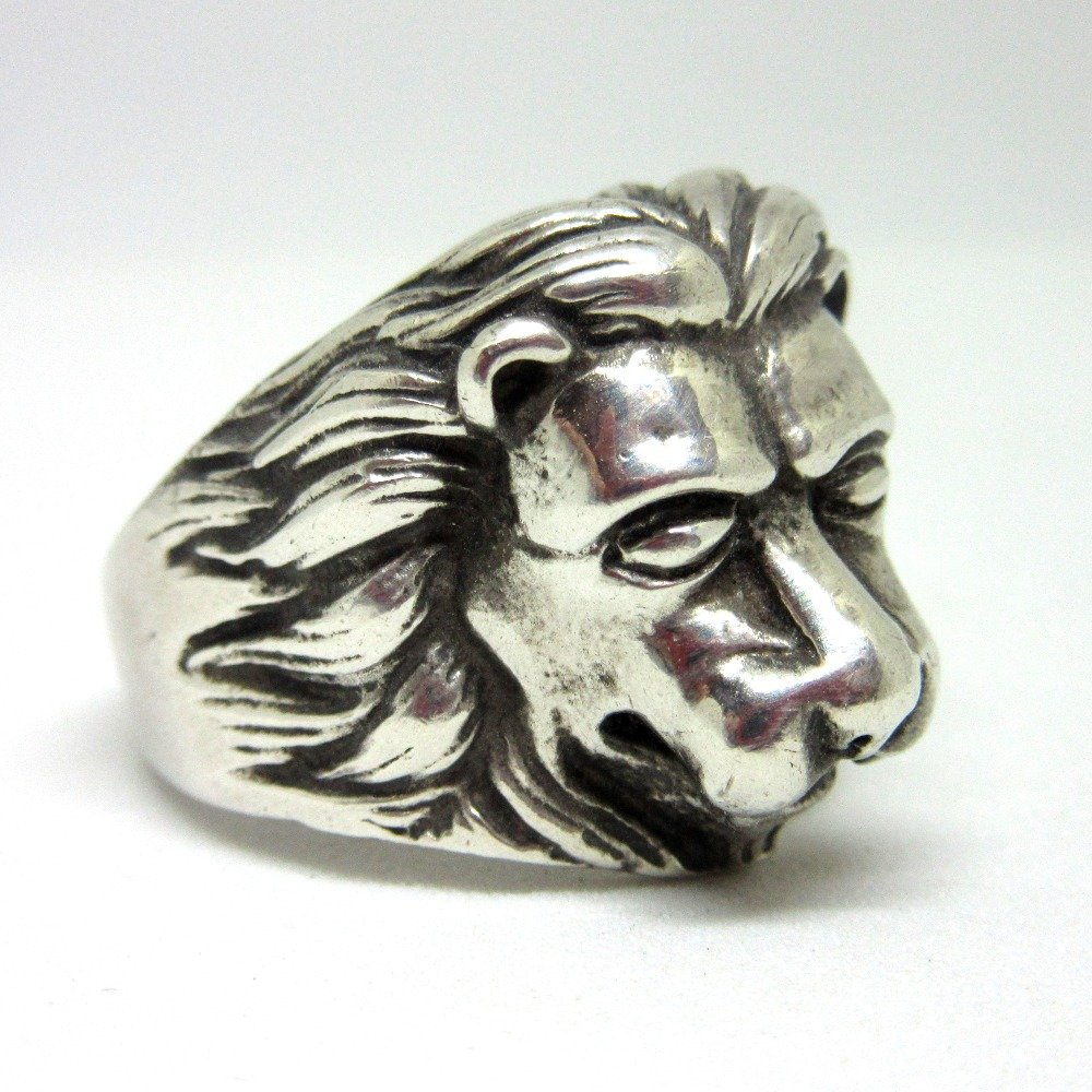 Silver 925 Oxidised Lion Men Ring