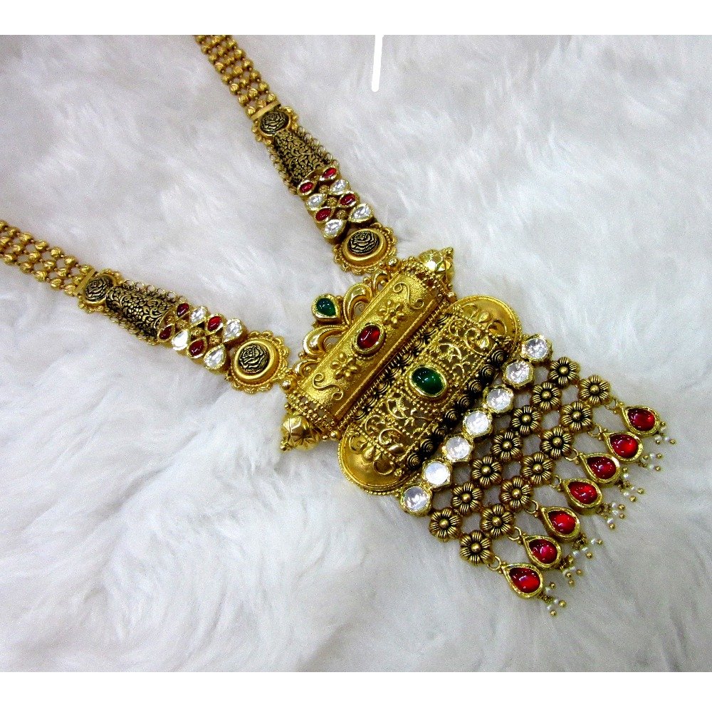 gold hm916 antique rajwadi jadtar necklace