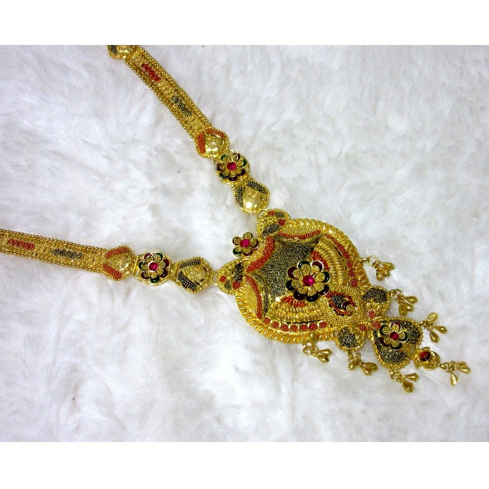 Gold 22k hm916 designer culcutti colorful necklace set
