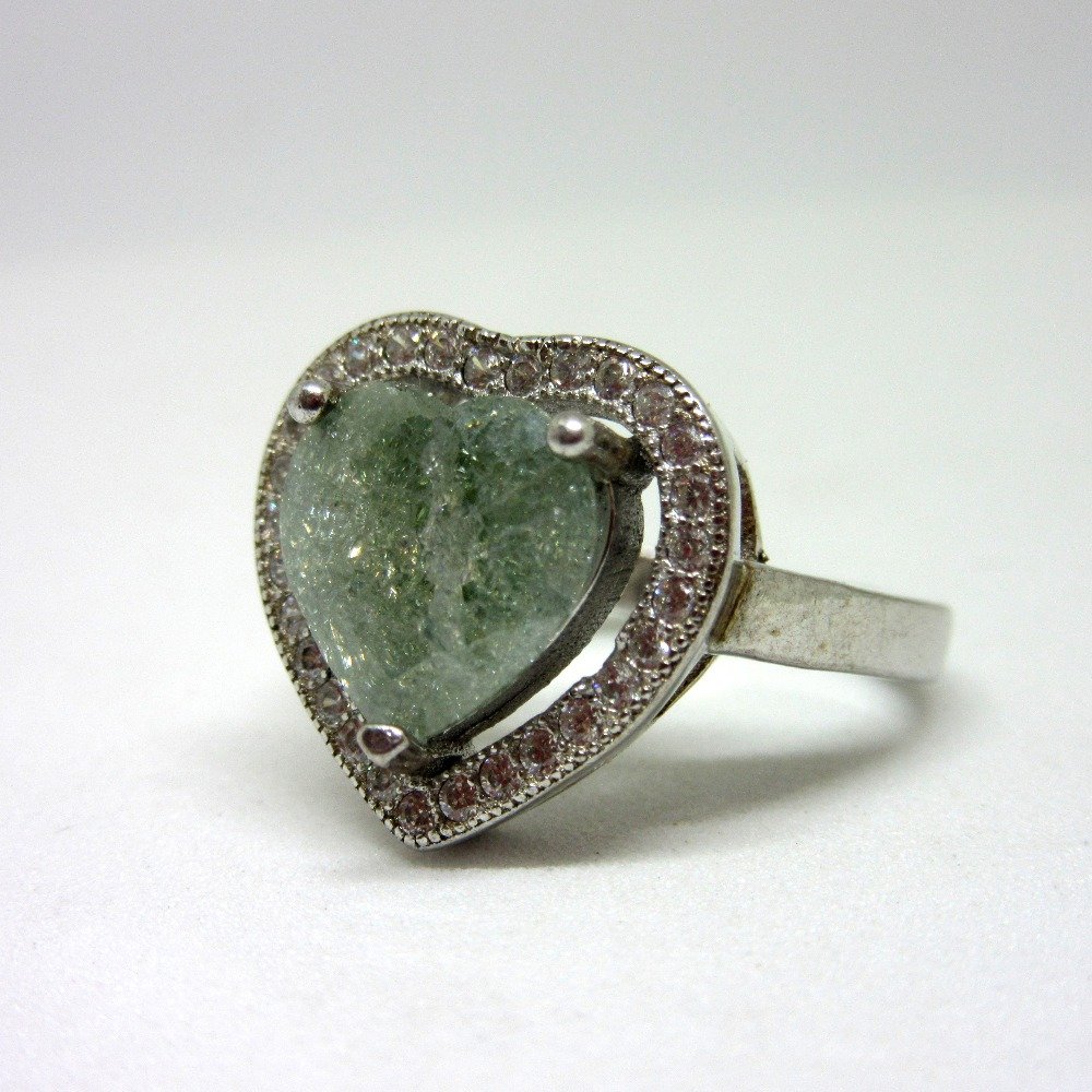 925 silver heart shape stone ring sr925-205