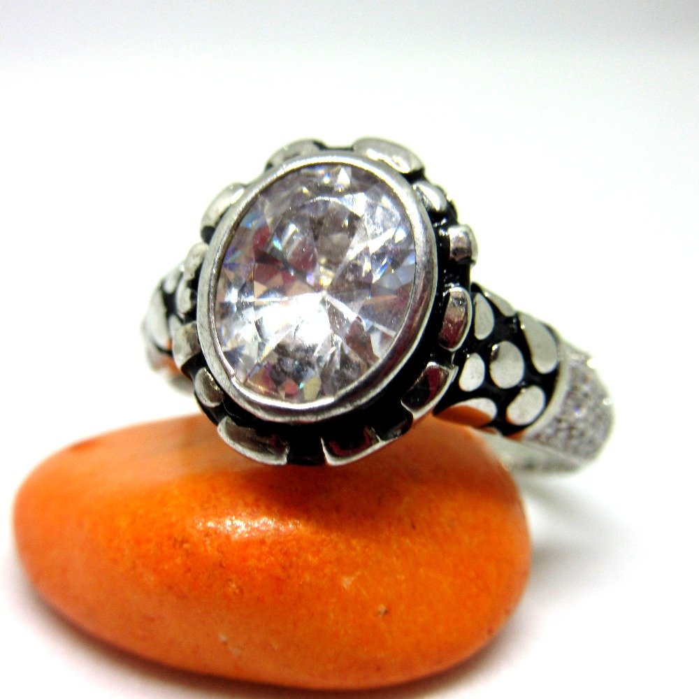 Silver 925 single stone oxidised ring for gents sr925-208