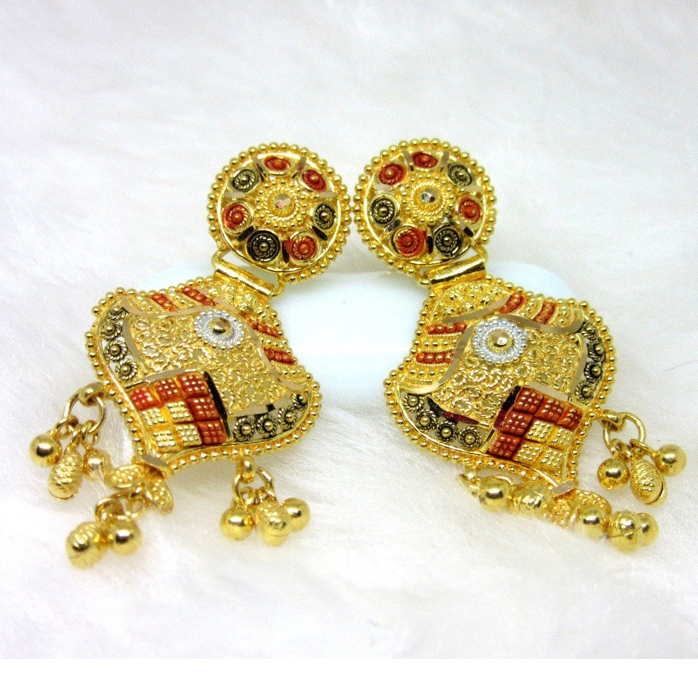 Colourful culcutti gold neckwear earring set