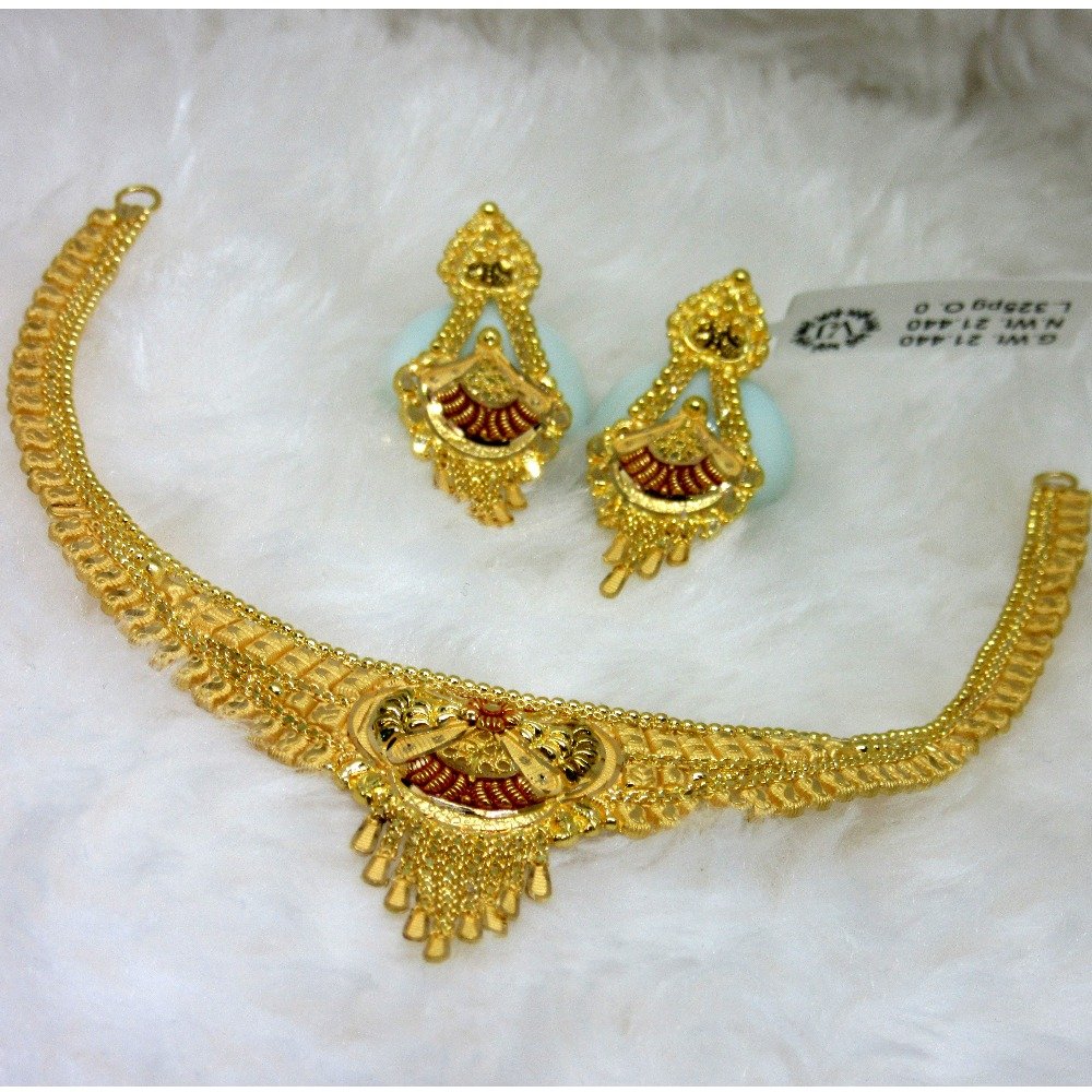 Delicate lite weight gold necklace set