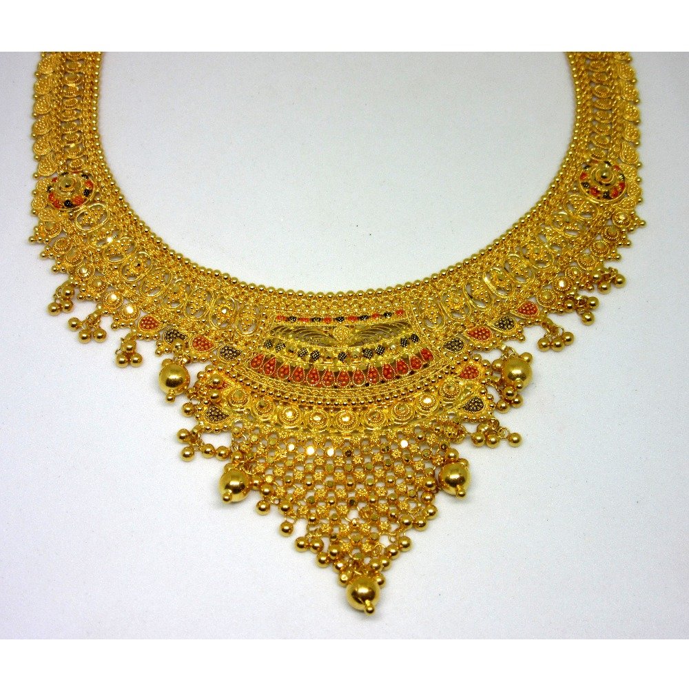 gold 22k hm916 culcutti short necklace set